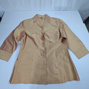 Alfani Long Sleeve 100% Silk Pink/Orange Color Changing Women's 6